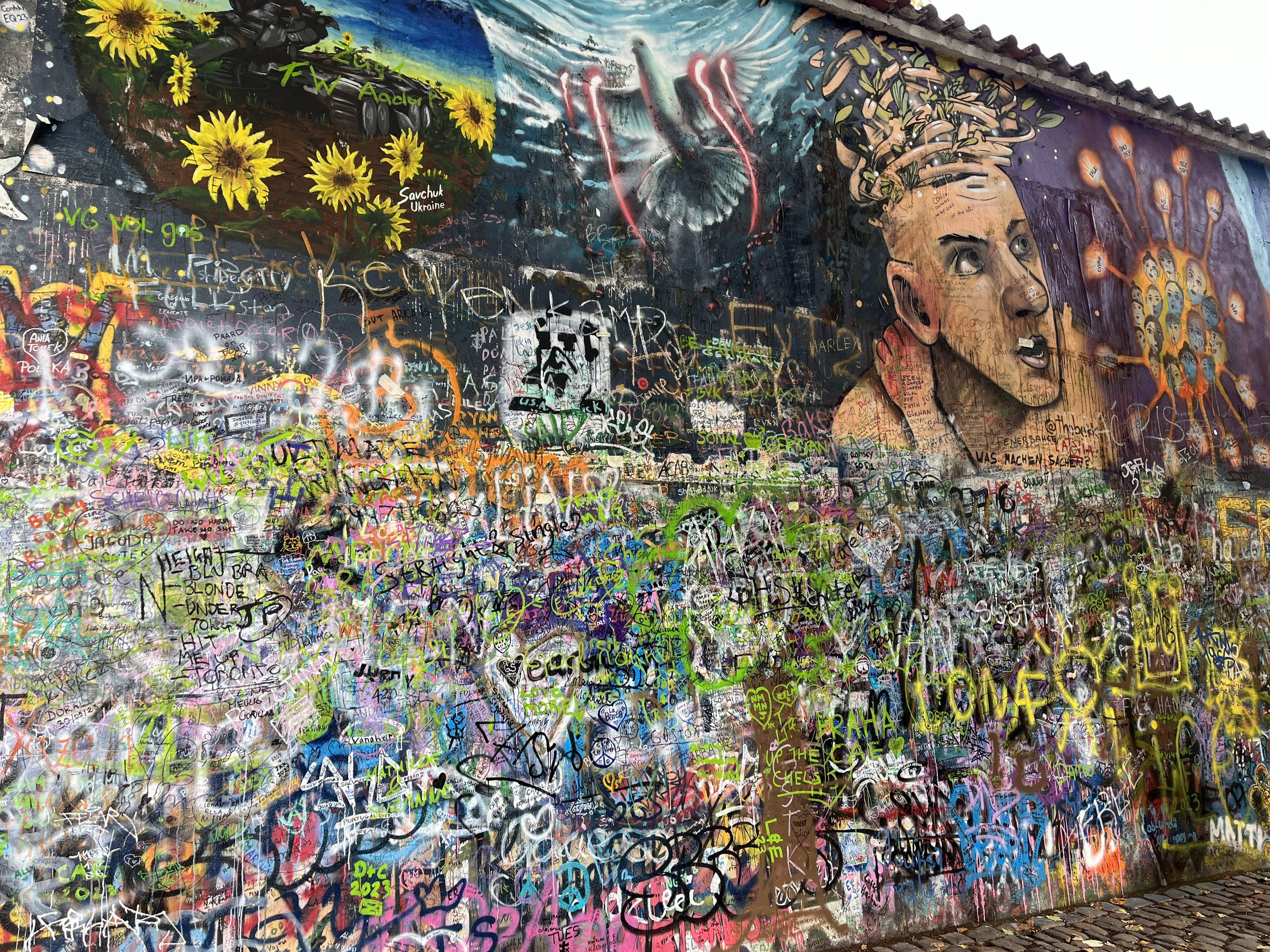 John Lennon Wall with grafiti