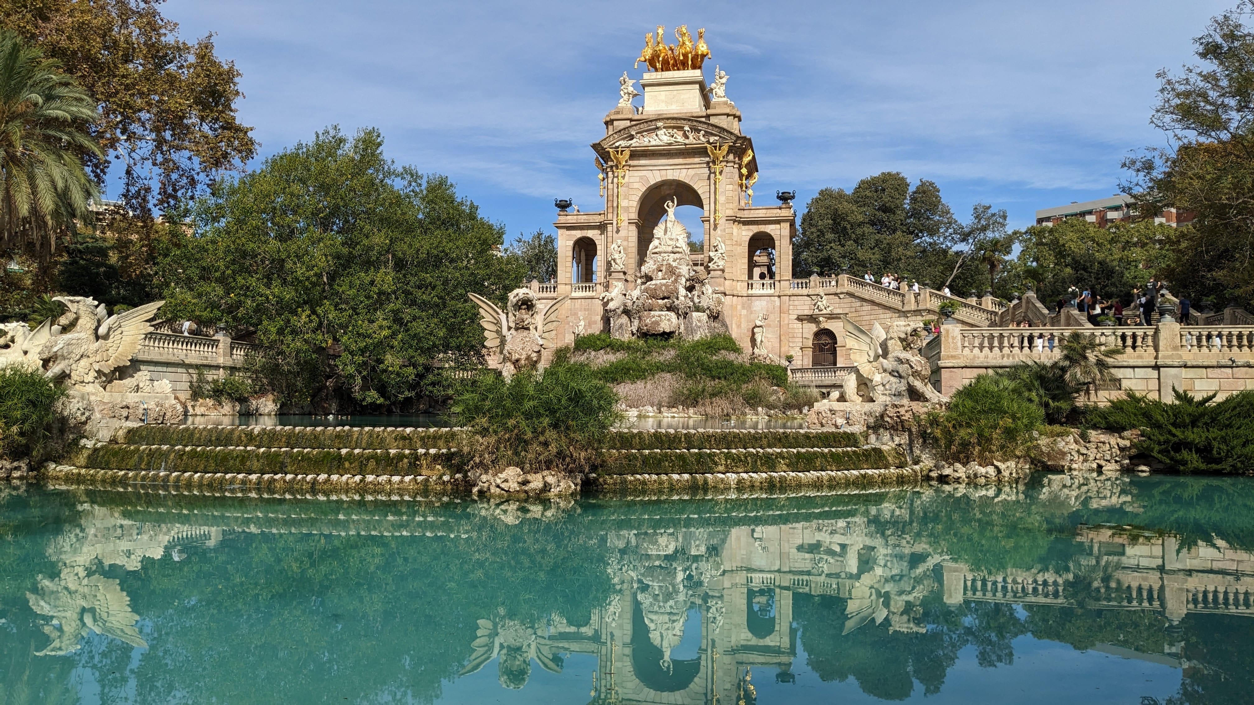 Fountain within park